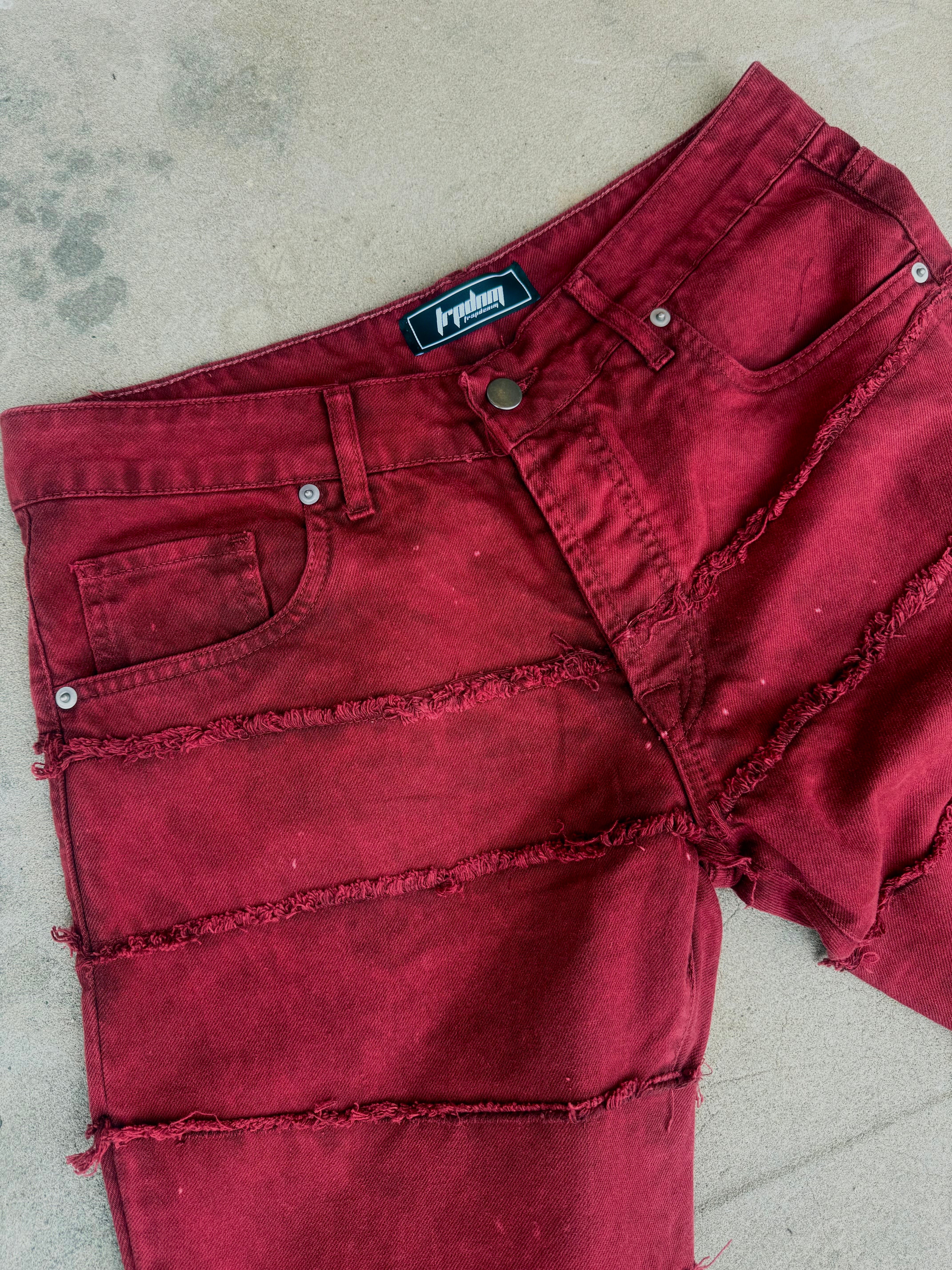 "Red Wash" Ripped Flare Jeans
