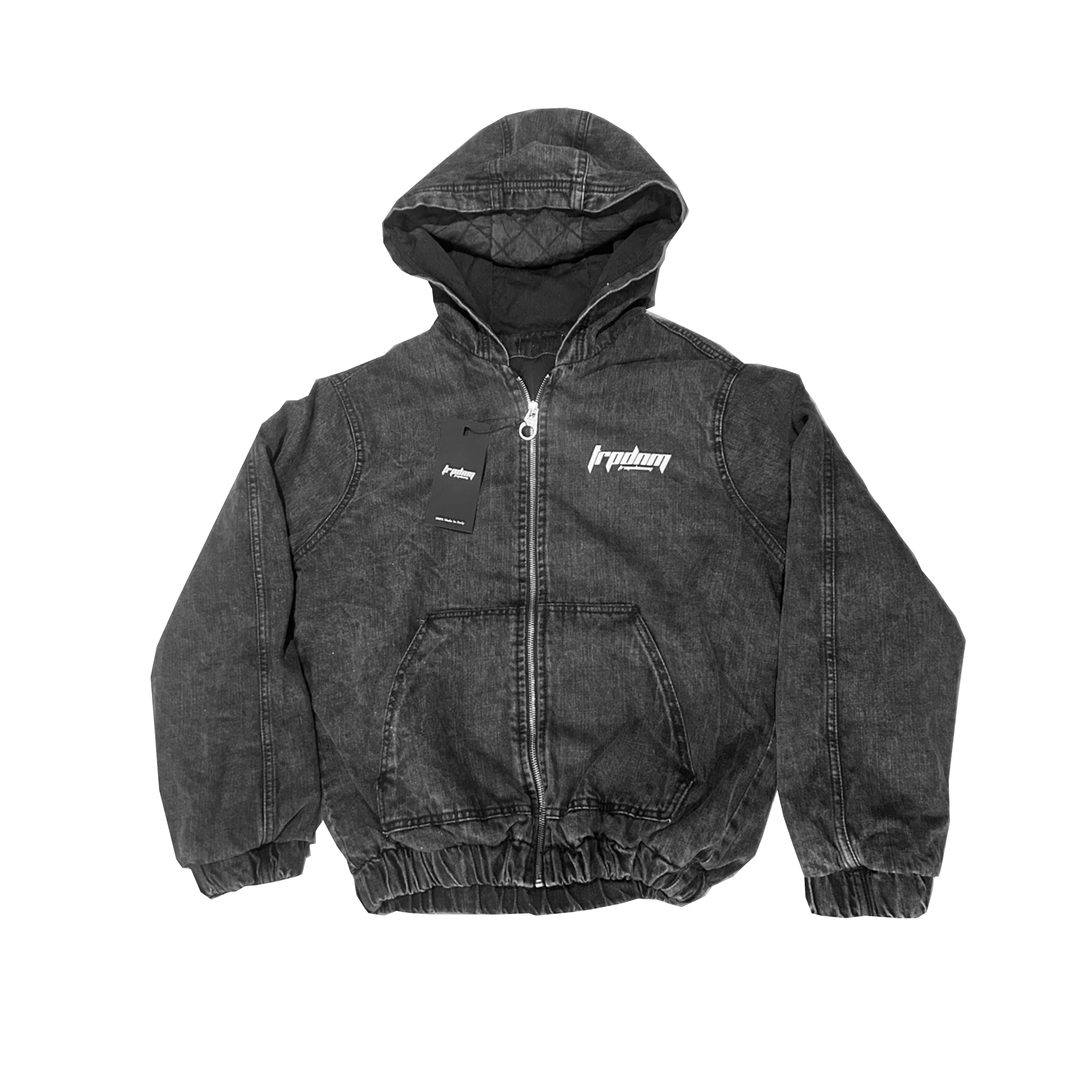 Boxy Denim Bomber Jacket Stonewashed Gray