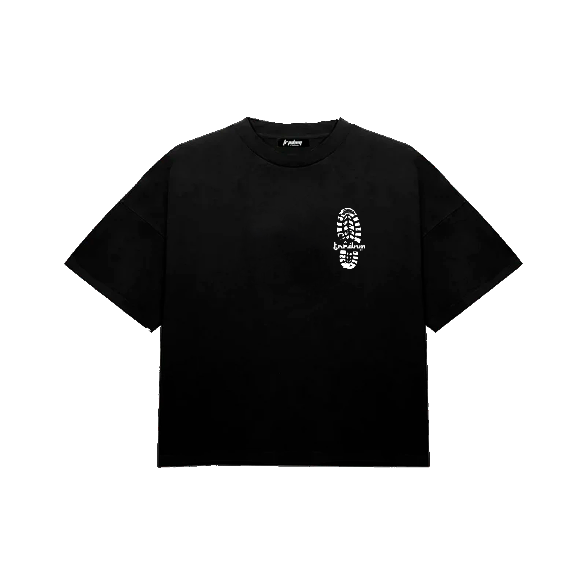 "Footprint" Black Boxy Tee 240gsm