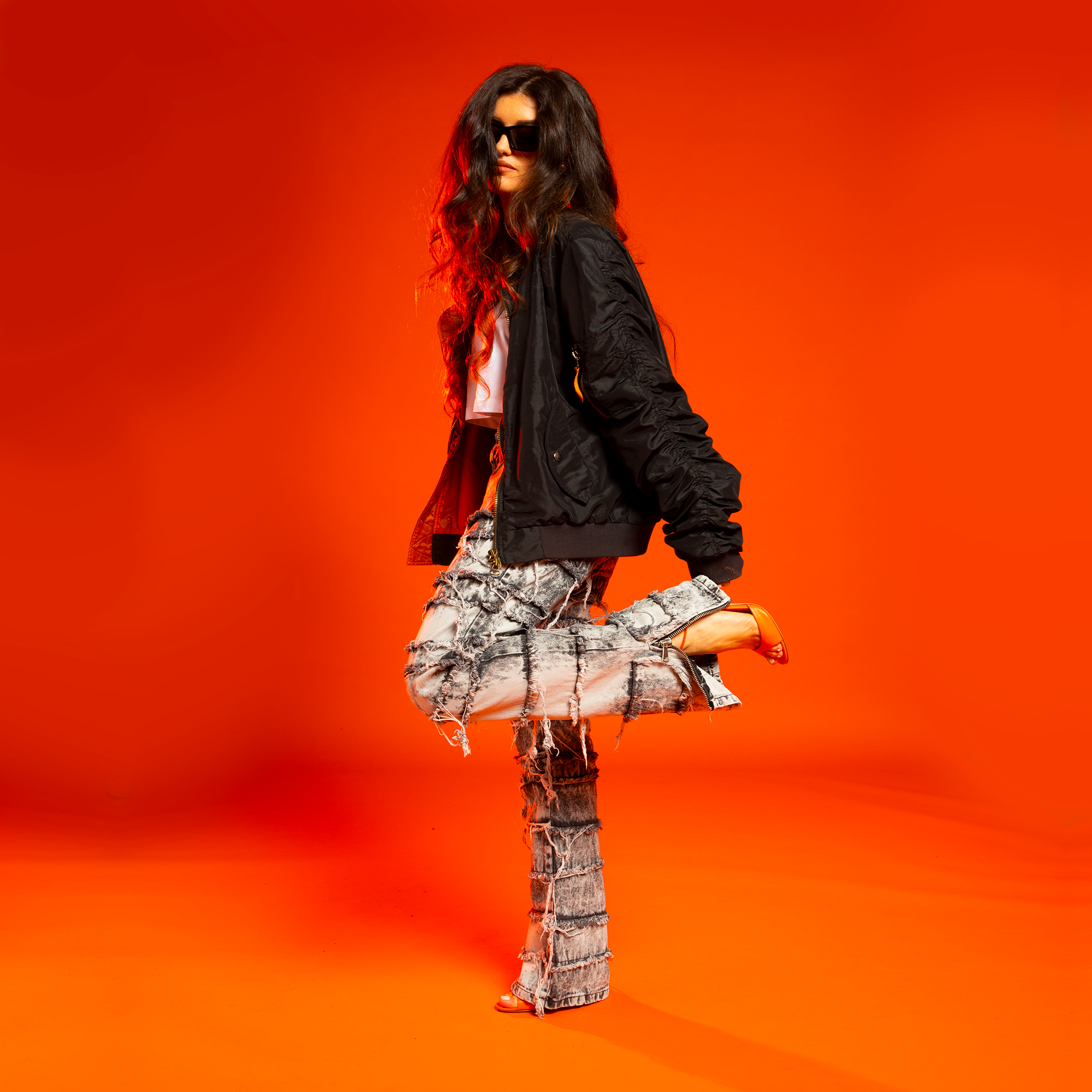 Ripped flare denim "ignis" collection