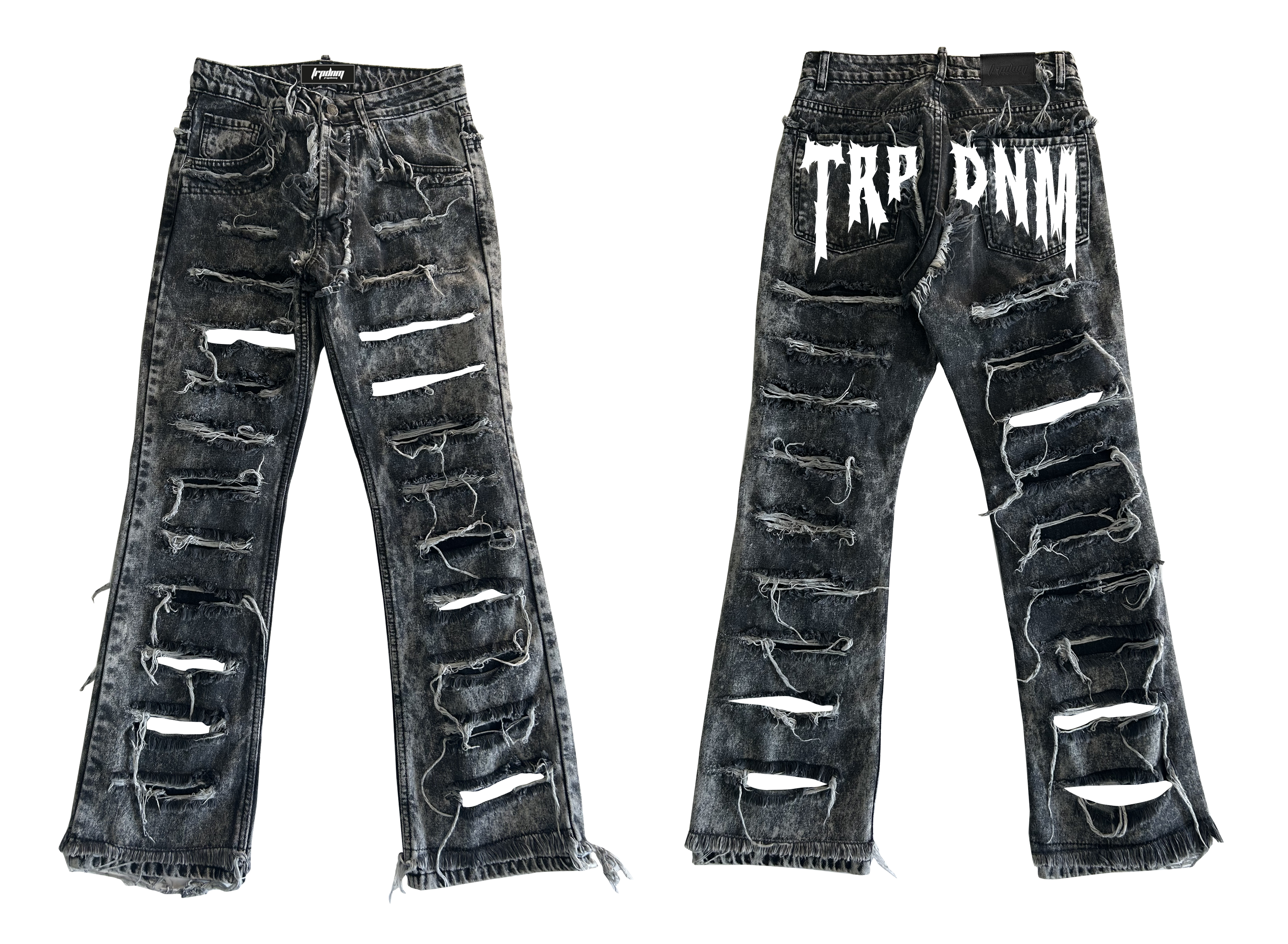 White print flare denim "IGNIS" collection