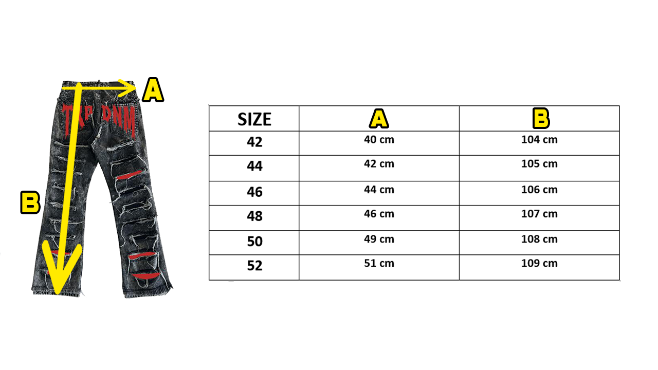 Red print ripped flare denim "Ignis" collection