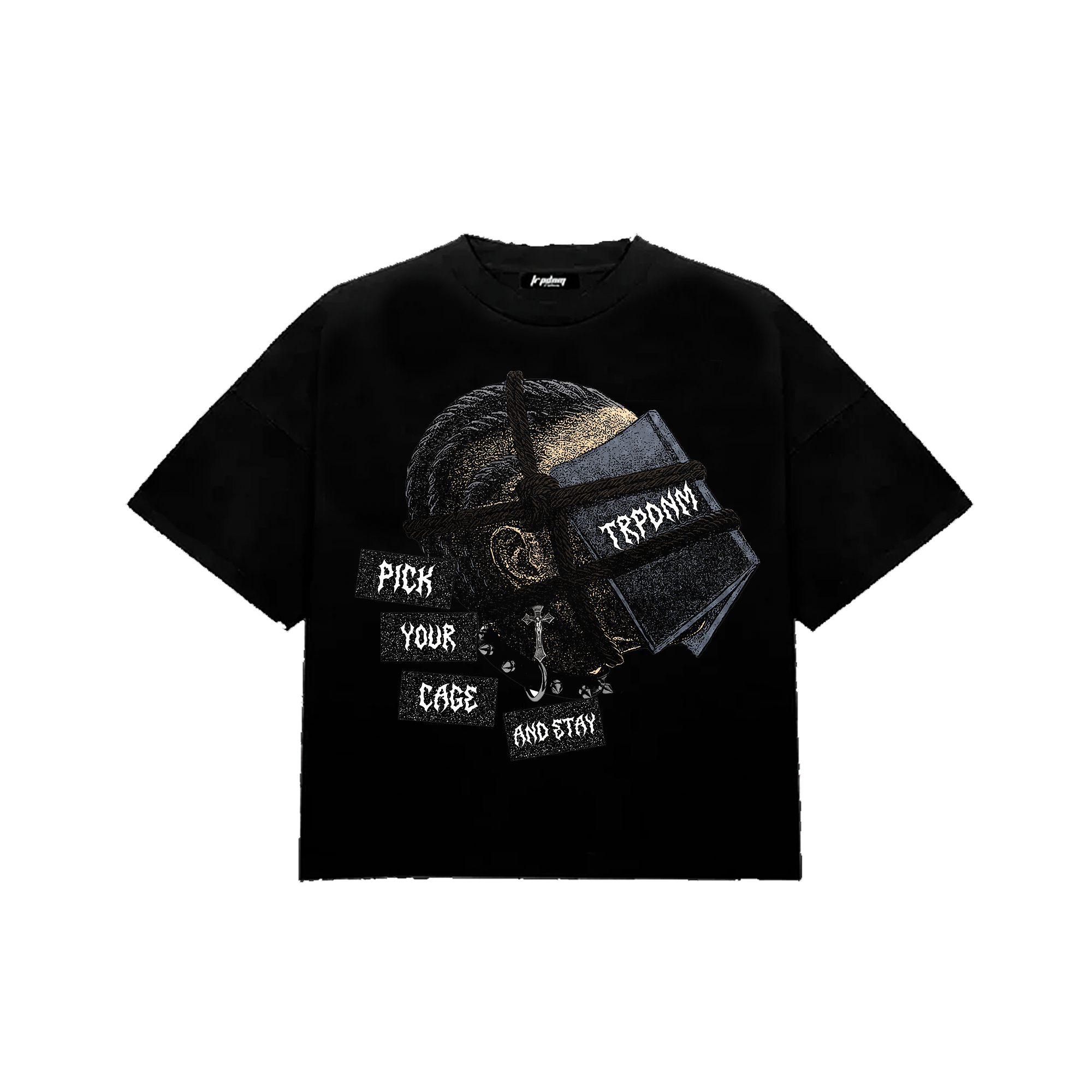 "Book Cage" Boxy Black Tee