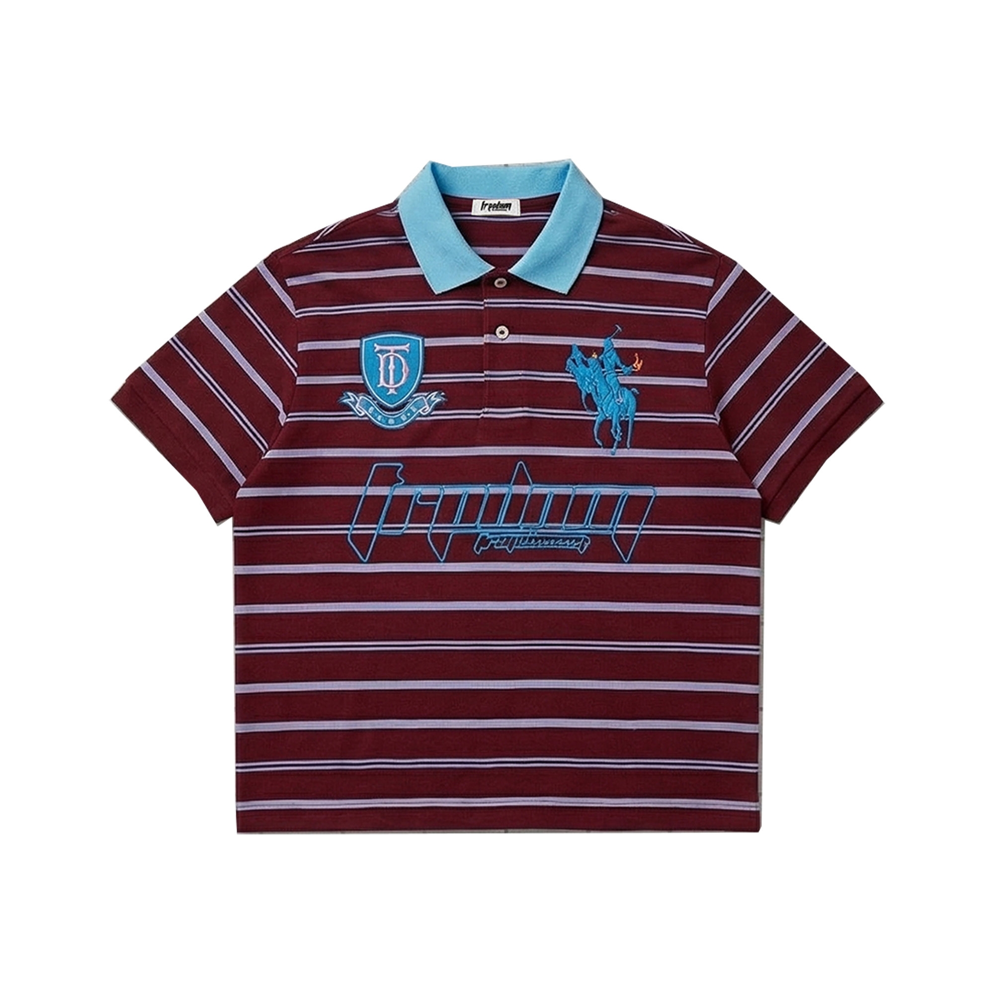 Embroidered Boxy Polo Burgundy