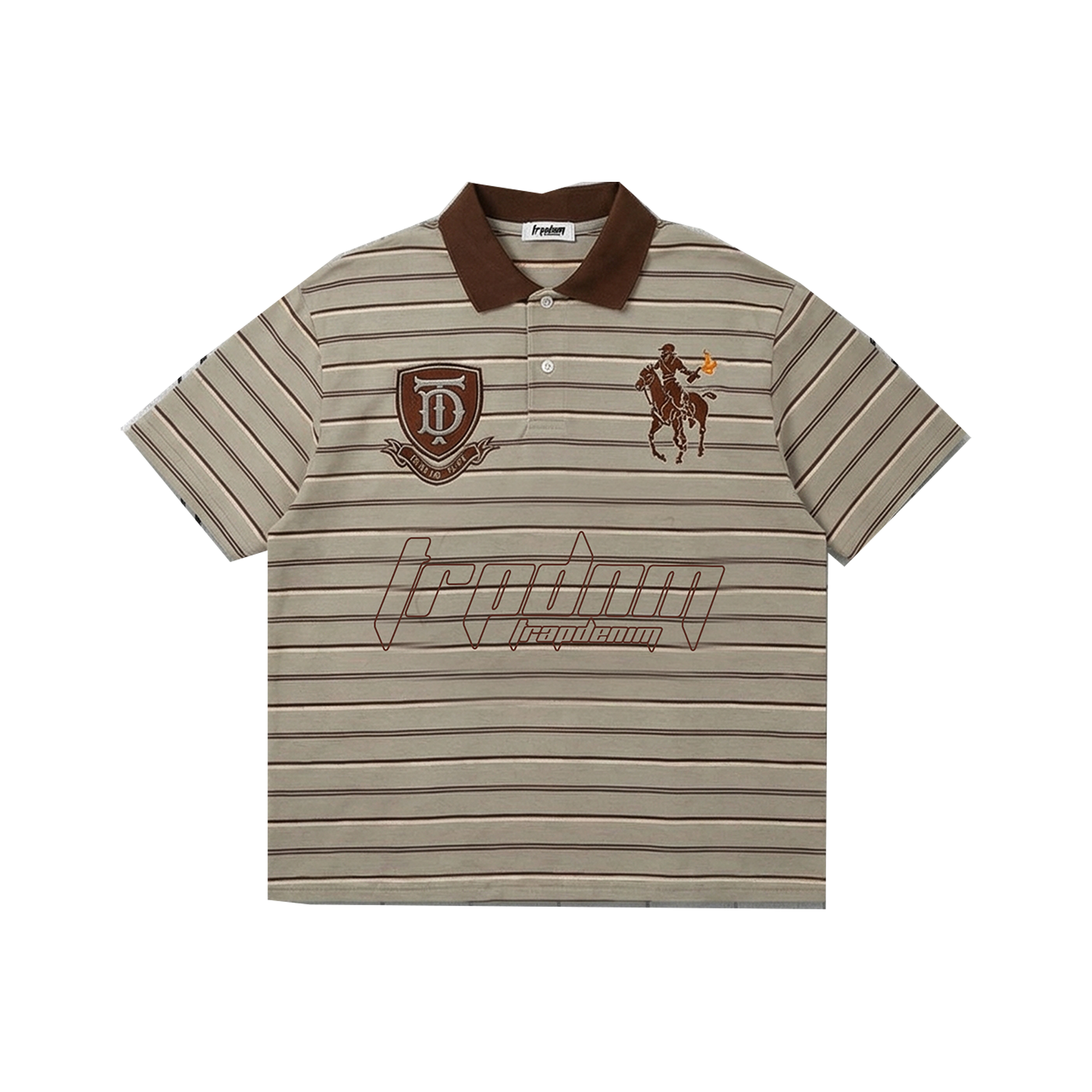Embroidered Boxy Polo Brown