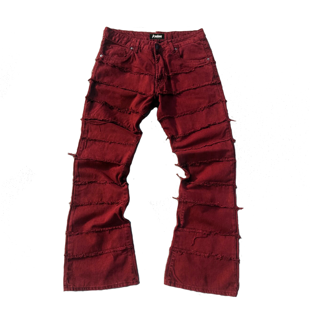 "Red Wash" Ripped Flare Jeans