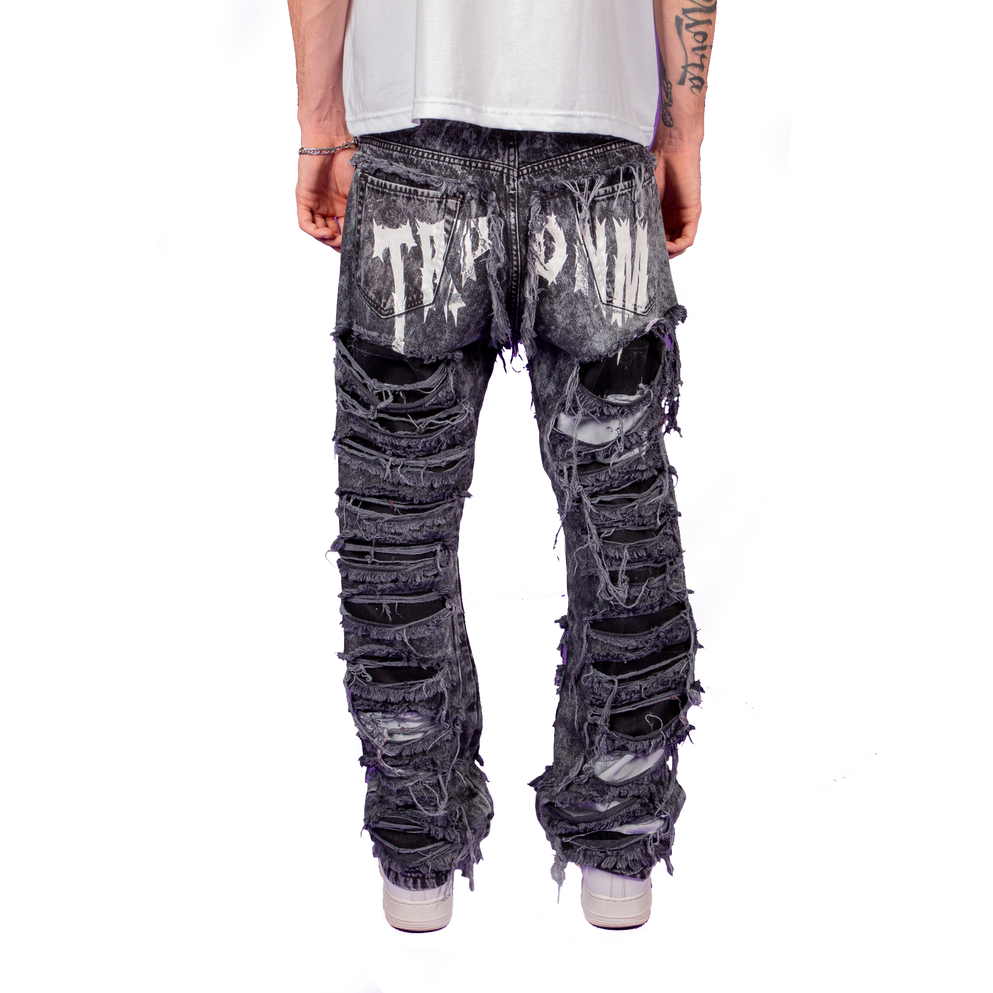 White print flare denim "IGNIS" collection