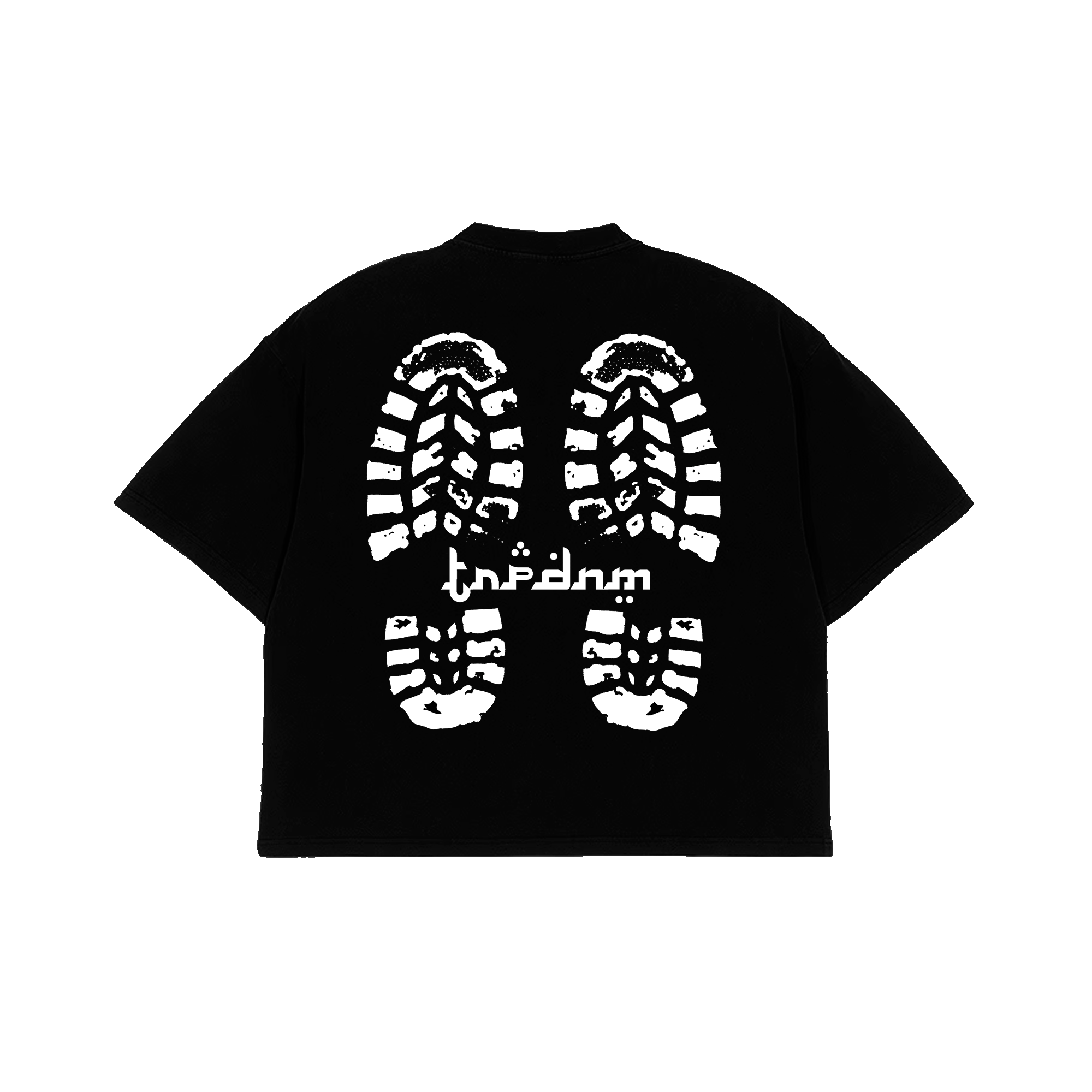 "Footprint" Black Boxy Tee 240gsm